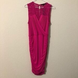 Cynthia Steffe Dress Pink Draped Lace Bodycon